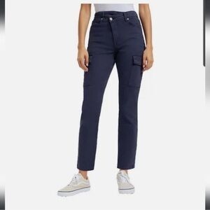 Good American Good Army Cuffed Pants Casual Cargo Navy Blue Women's Size 8/29